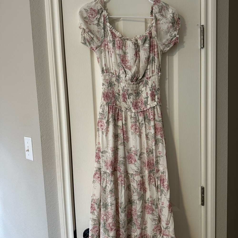 Floral Puff Sleeve Maxi Dress